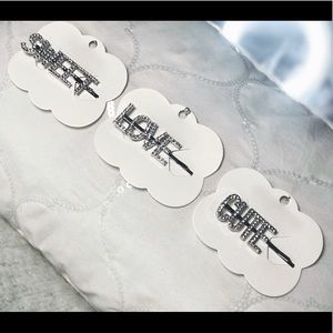 Silver Rhinestone Hair Pins (Set of Three)